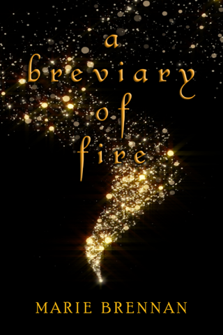 cover art for A Breviary of Fire, showing a curving spray of sparks against a dark background